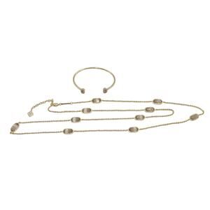 B4 NWOT KENDRA SCOTT Goldtone Necklace W/Opaque Glass Stone Bangle Bracelet Set